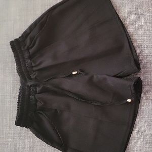 Black linen drawstring shorts